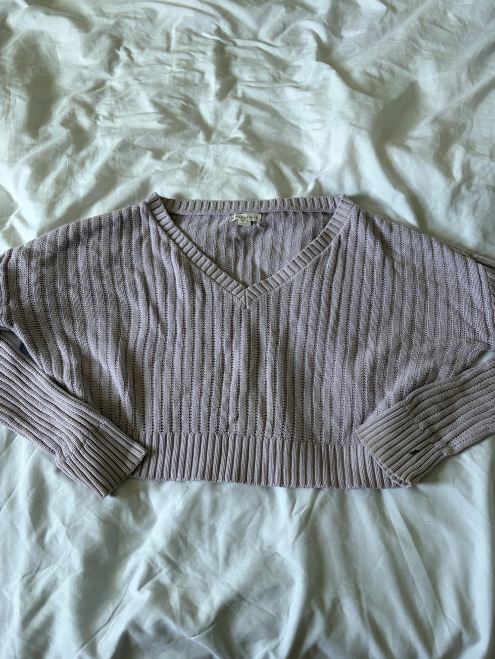 Aeropostale Light Lavender Cropped Cable Knit Sweater
